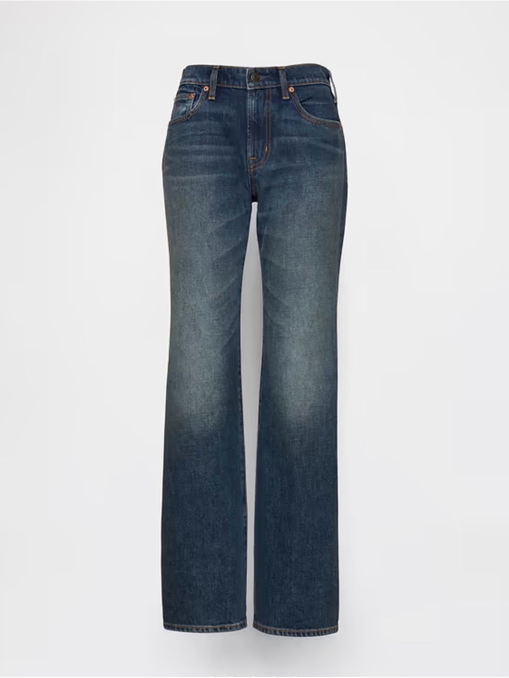 GAP Mid Rise Rigid Relaxed Flare Jeans - Medium Indigo